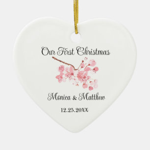 ピンクさくらんぼ結婚ブロッサム桜 セラミックオーナメント