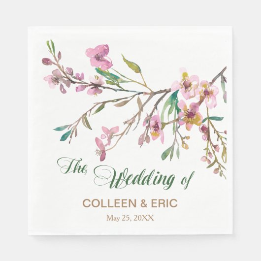 ピンクさくらんぼ結婚ブロッサム スタンダードランチョンナプキン (正面)