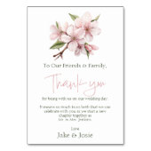 ピンクさくらんぼ結婚花のテー感謝していブルユー テーブルナンバー (正面)