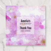 ピンクさくらんぼ花の写真ありがとう フェイバータグ (正面)