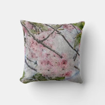 ピンクさくらんぼ花の水色絵を描の