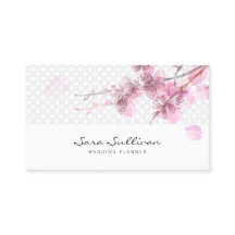 ピンクさくらんぼ花ウェディングプランナー名刺