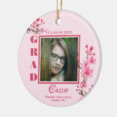 ピンクさくらんぼ花ズ卒業記念 セラミックオーナメント (左)