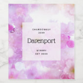 ピンクさくらんぼ花デザインワイン作り ワインラベル (シングルラベル)