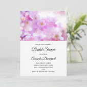 ピンクさくらんぼ花フォトブライダルシャワー 招待状 (スタンド正面)