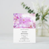 ピンクさくらんぼ花フォト誕生日 インビテーションポストカード (スタンド正面)