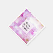 ピンクさくらんぼ花フォト誕生日 スタンダードカクテルナプキン (角)