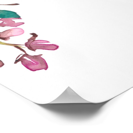 ピンクさくらんぼ花フローラ結婚のスケジュールのサイン ポスター (角)