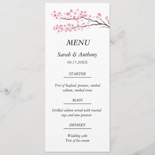 ピンクさくらんぼ花フローラ結婚ズフード メニュー (正面)
