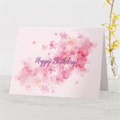 ピンクさくらんぼ花フローラ カード (黄色い花)