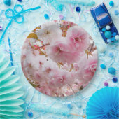 ピンクさくらんぼ花フローラ ペーパープレート (パーティー)