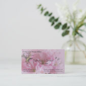 ピンクさくらんぼ花フローラ 名刺 (スタンド正面)