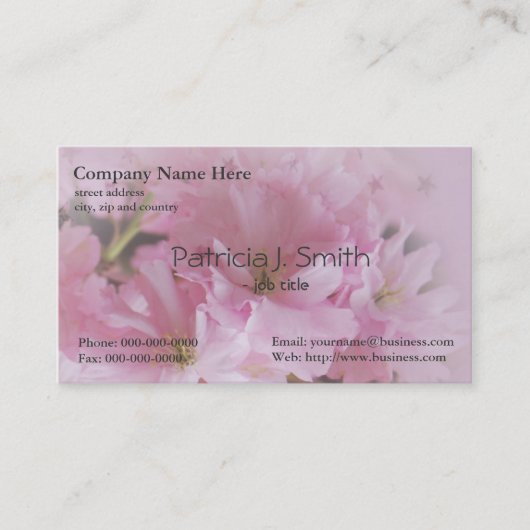 ピンクさくらんぼ花フローラ 名刺 (正面)