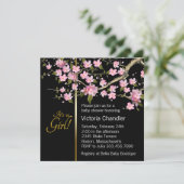 ピンクさくらんぼ花ベビーシャワー 招待状 (スタンド正面)