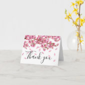 ピンクさくらんぼ花咲きありがとう カード (黄色い花)