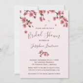 ピンクさくらんぼ花咲きブライダルシャワー招待 招待状 (正面)