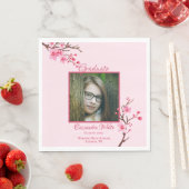 ピンクさくらんぼ花咲き卒業パーティー スタンダードランチョンナプキン (インサイチュ)