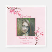 ピンクさくらんぼ花咲き卒業パーティー スタンダードランチョンナプキン (正面)