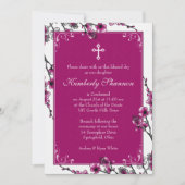 ピンクさくらんぼ花咲き確認招待状 招待状 (正面)