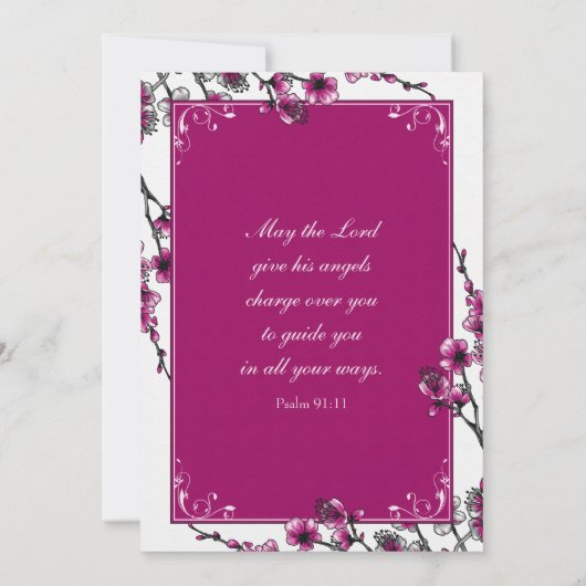 ピンクさくらんぼ花咲き確認招待状 招待状 (裏面)