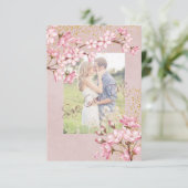 ピンクさくらんぼ花咲き金ゴールド紙吹雪 セーブザデート (スタンド正面)