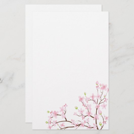 ピンクさくらんぼ花文房具 便箋 (正面/裏面)