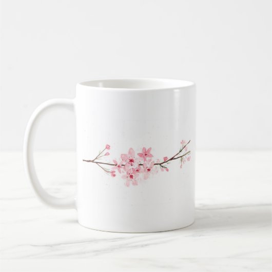 ピンクさくらんぼ花日本の咲き桜 コーヒーマグカップ (左)