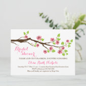 ピンクさくらんぼ花春の結婚式ブライダルシャワー 招待状 (スタンド正面)