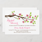 ピンクさくらんぼ花春の結婚式ブライダルシャワー 招待状 (正面/裏面)