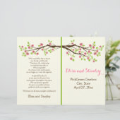 ピンクさくらんぼ花春の結婚式プログラム (スタンド正面)