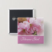 ピンクさくらんぼ花春の結婚式花女 缶バッジ (正面&裏面)