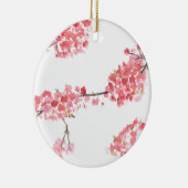ピンクさくらんぼ花桜日本の水彩 セラミックオーナメント (右)