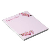 ピンクさくらんぼ花桜春花模様 ノートパッド (アングル)