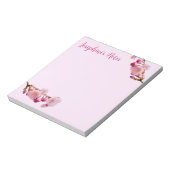 ピンクさくらんぼ花桜春花模様 ノートパッド (回転)