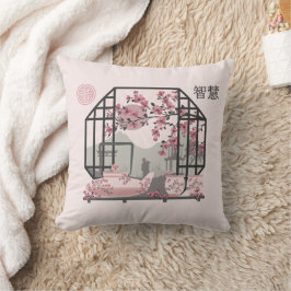 ピンクさくらんぼ花盆栽アジアのグラフィックデザイン クッション
