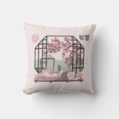 ピンクさくらんぼ花盆栽アジアのグラフィックデザイン クッション (正面)