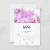 ピンクさくらんぼ花結婚写真 出欠カード (正面)