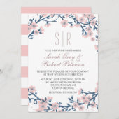 ピンクさくらんぼ花結婚式招待状 招待状 (正面/裏面)