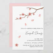 ピンクさくらんぼ花花ベビーシャワー招待状 招待状 (正面/裏面)