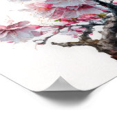 ピンクさくらんぼ花花花アートプリントポスター ポスター (角)