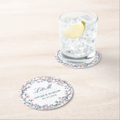 ピンクさくらんぼ花花花結婚式パーティコースター ラウンドペーパーコースター (インサイチュ)