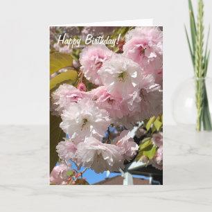 ピンクさくらんぼ花誕生日カード カード
