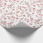 ピンクさくらんぼ花誕生日 ラッピングペーパー (角)