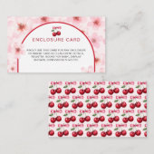 ピンクさくらんぼ花赤ちゃんシャワー エンクロージャーカード (正面/裏面)