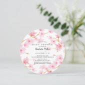 ピンクさくらんぼ花赤ちゃんシャワー 招待状 (スタンド正面)