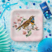 ピンクさくらんぼ花鳥紙P ペーパープレート (パーティー)