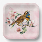 ピンクさくらんぼ花鳥紙P ペーパープレート (正面)