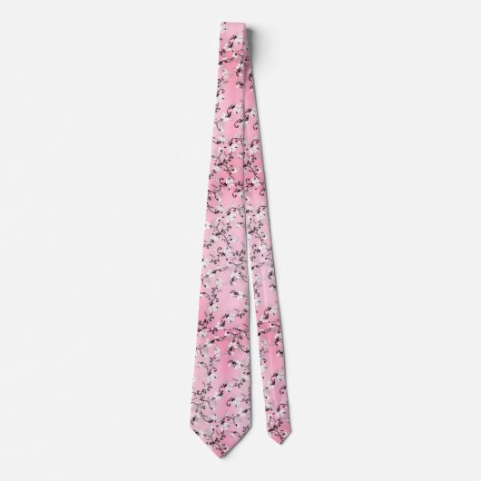 ピンクさくらんぼ花 ネクタイ (正面)