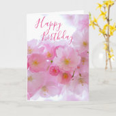 ピンクさくらんぼ花 |パーソナライズされた誕生日 カード (黄色い花)