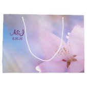 ピンクさくらんぼ花 ラージペーパーバッグ (裏面)